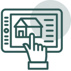 Tablet with house design graphic