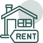 Rent symbol with house outline