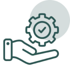 Hand icon with gear and checkmark